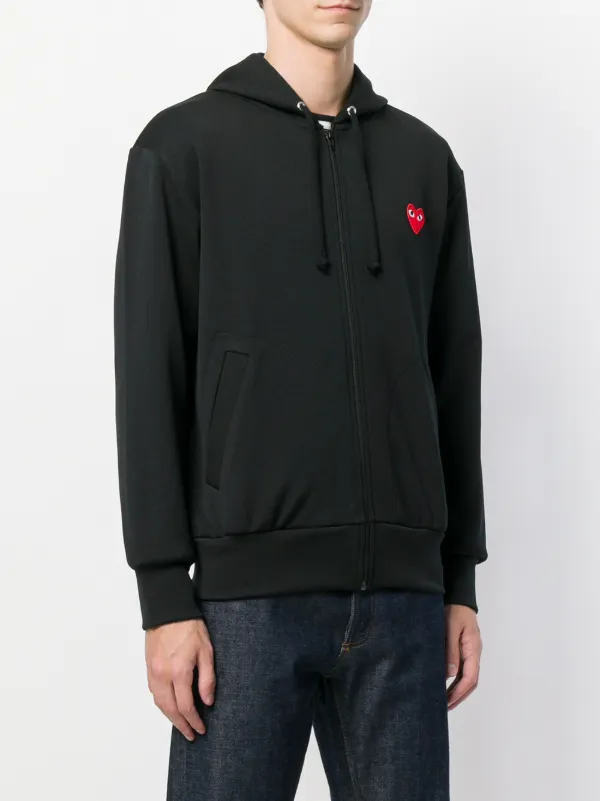 Comme Des Garçons Play heart-patch zip-up Hoodie - Farfetch