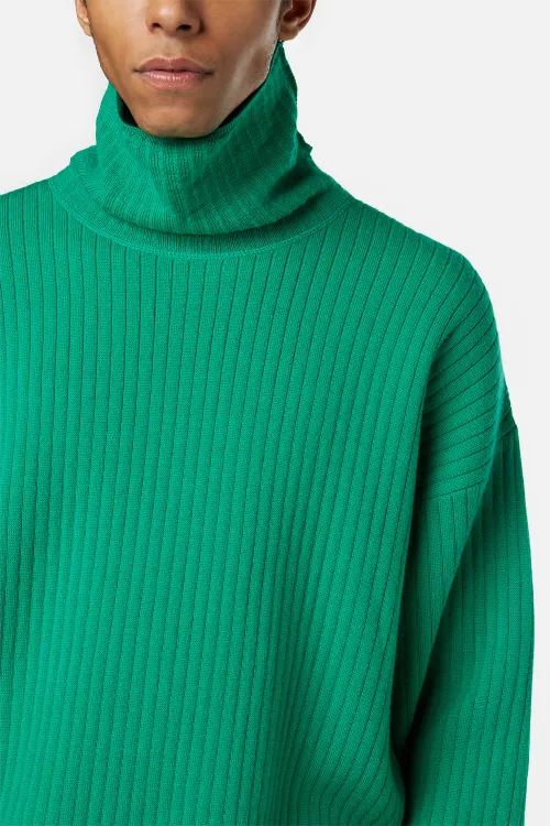 oversize turtleneck ribbed sweater
