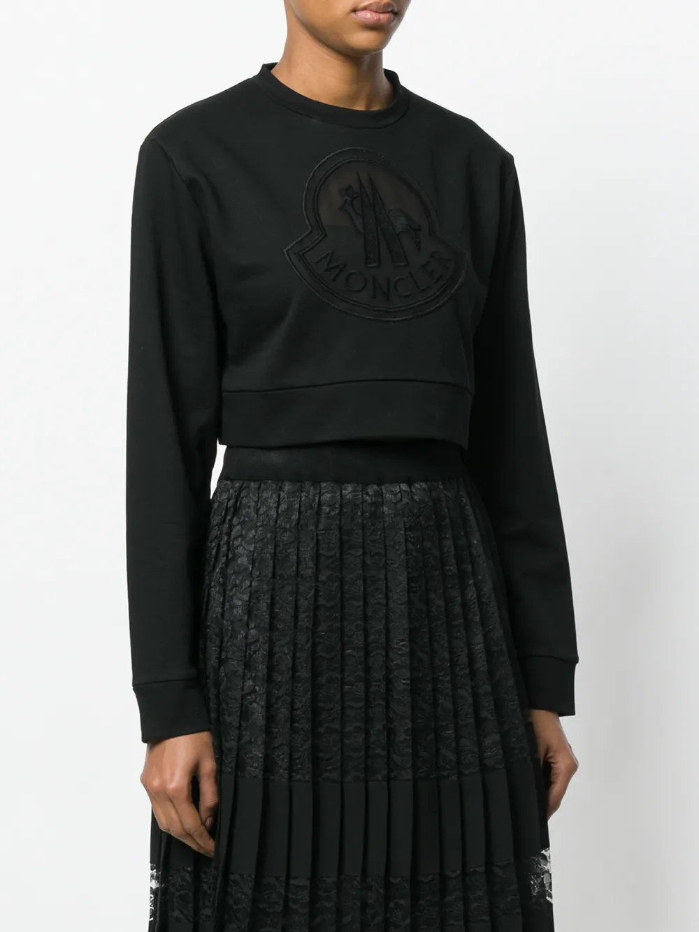 Moncler doorschijnende sweater met logo Zwart