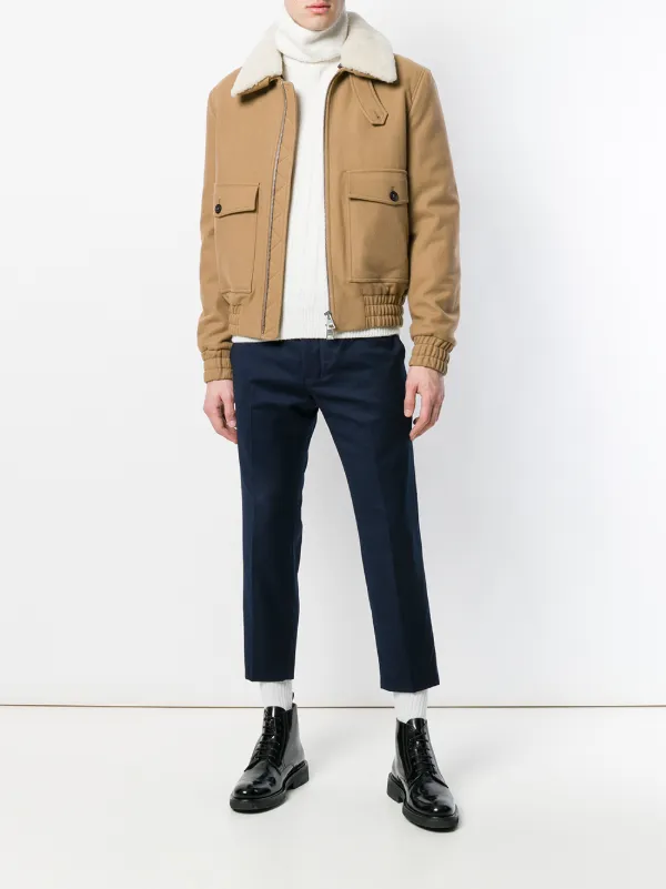 ami shearling leather jacket