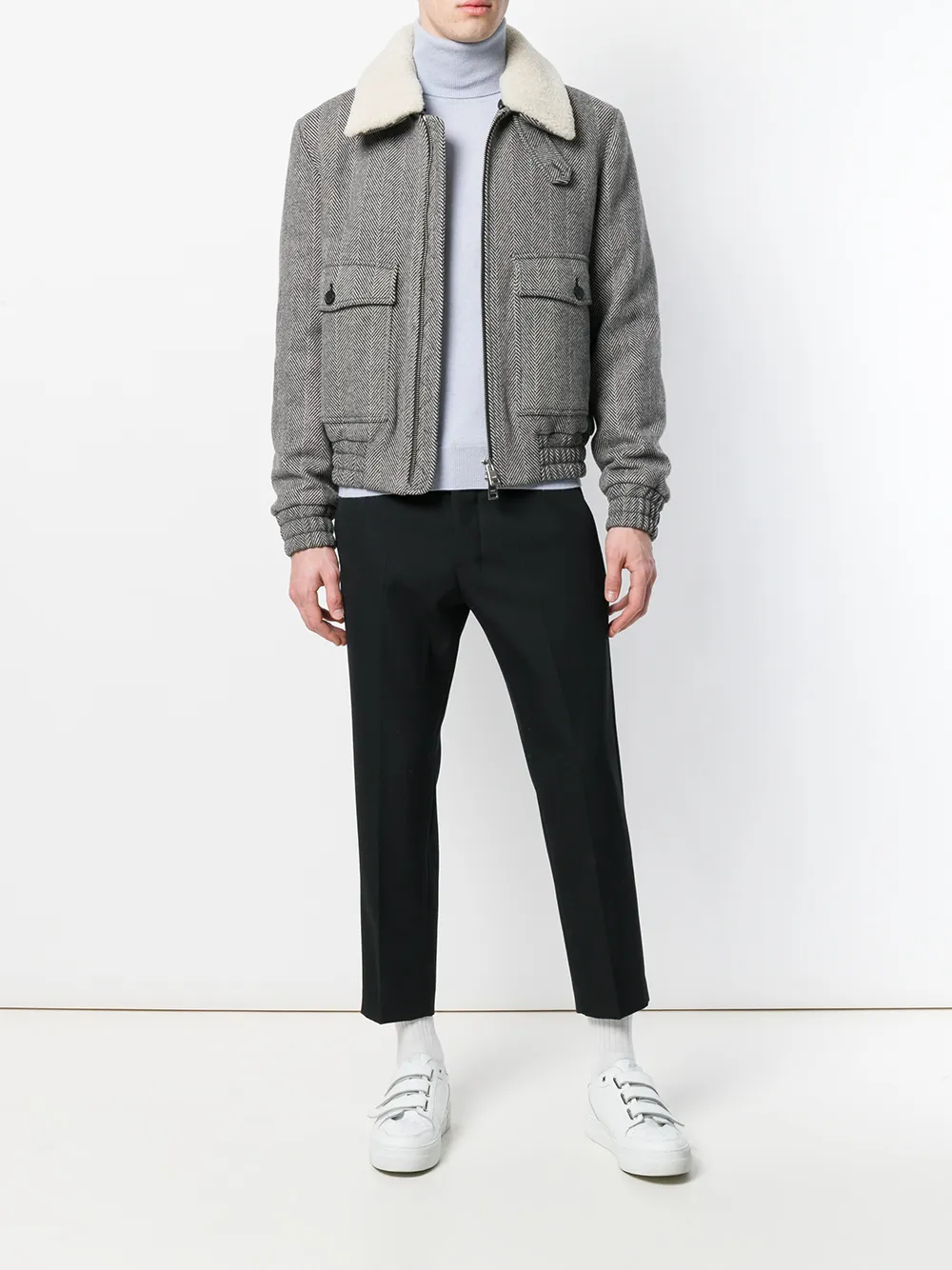 фото Ami paris куртка на молнии с воротником из овчины