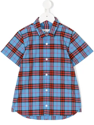 camisa corta algodón Burberry manga de a de Kids cuadros qPanaw5Oz