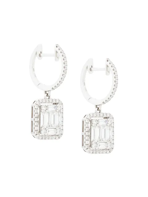 Gemco 18kt White Gold Square Cut Diamond Drop Earrings Farfetch