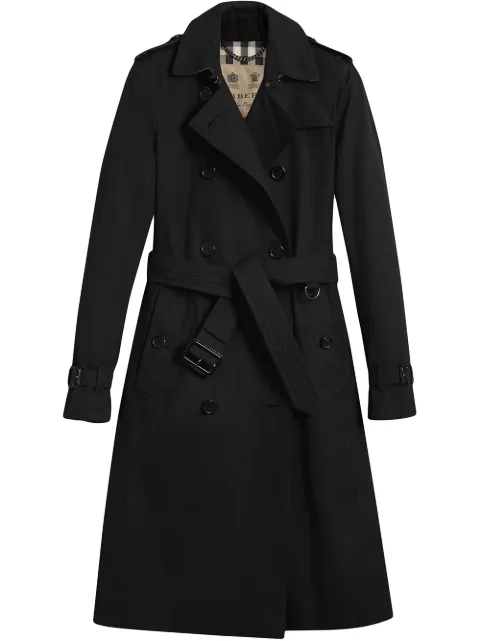 BURBERRY CONTRAST KILTIE全棉超长款风衣 - 黑色