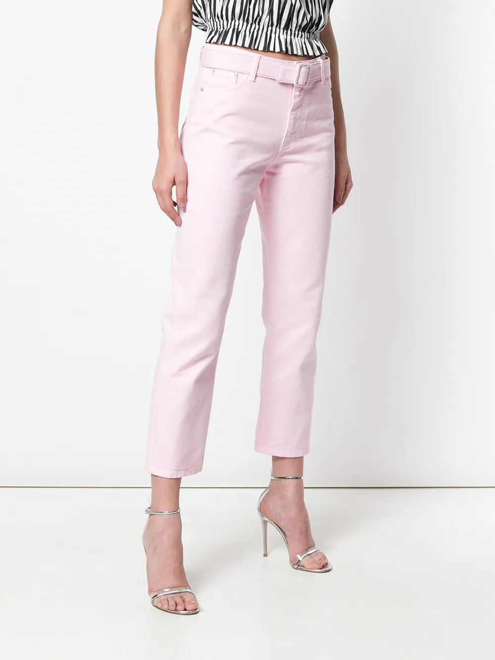  Off White Skinny Jeans Mit Taschen   Rosa 