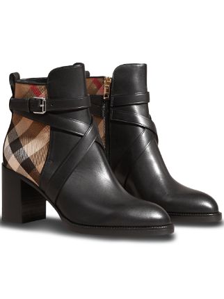 Burberry house check shop and leather ankle boots