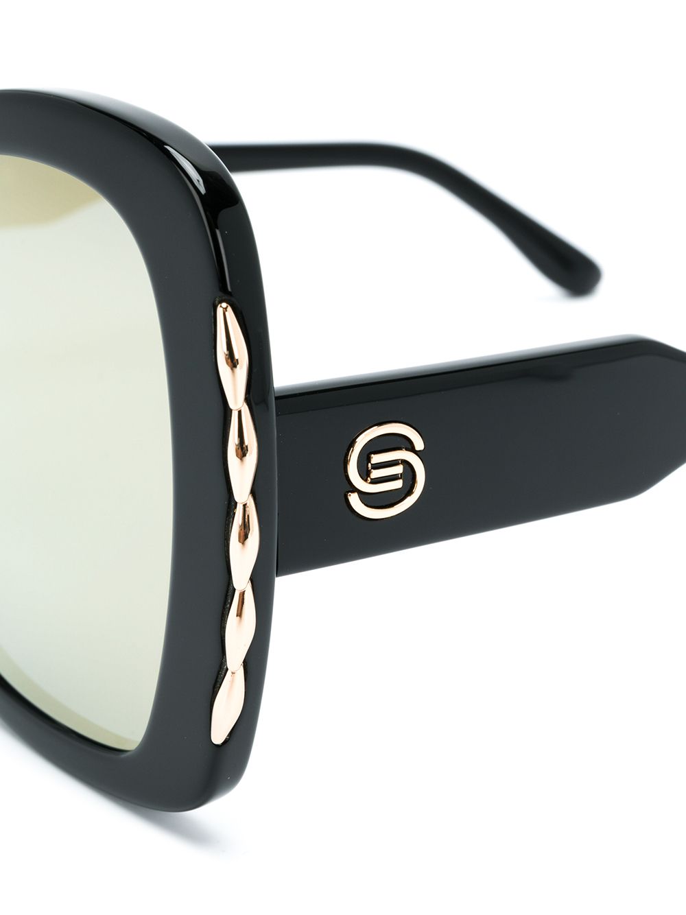 Shop Elie Saab Trim Detail Oversized Sunglasses In Black