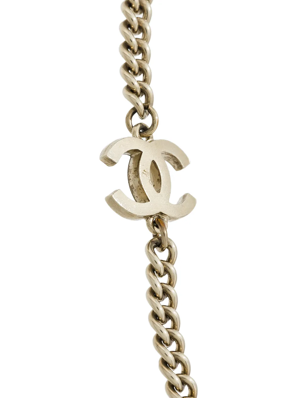 Pre-owned Chanel Interlocking Cc Layered Necklace In Metallic