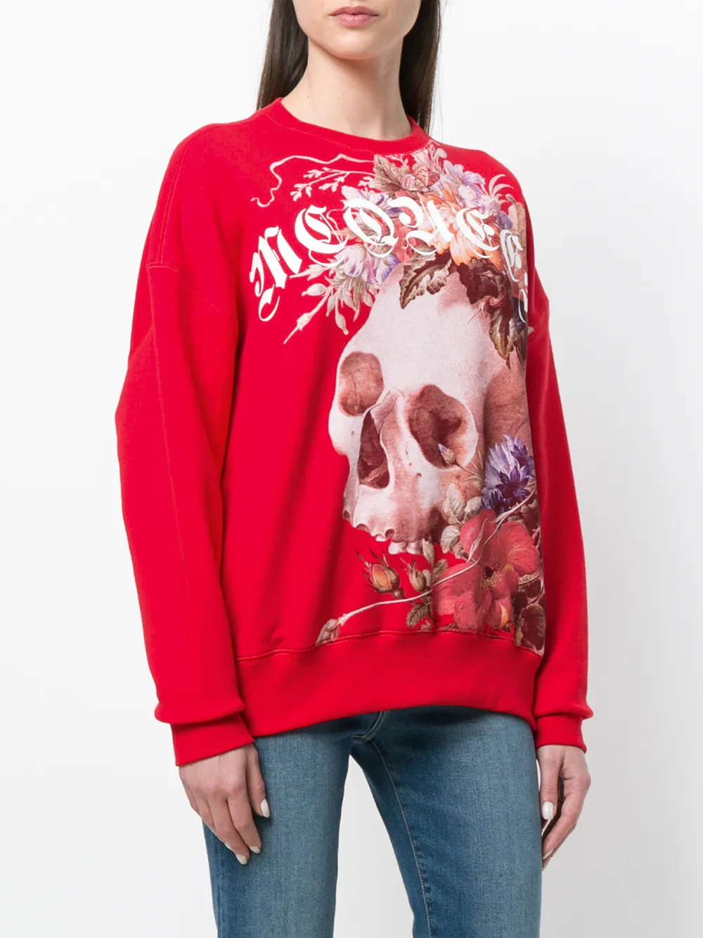  Alexander Mcqueen Sweatshirt Mit Totenkopf Print   Rot 