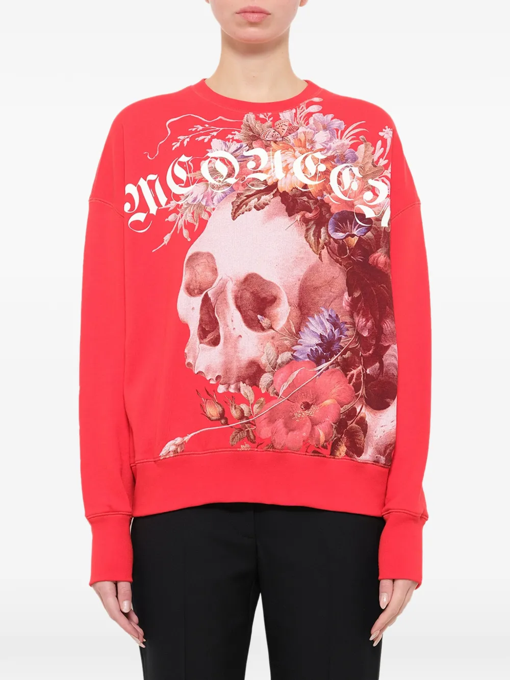 Alexander McQueen Felpa con teschio stampato - Rosso