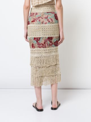 fringed embroidered pencil skirt展示图