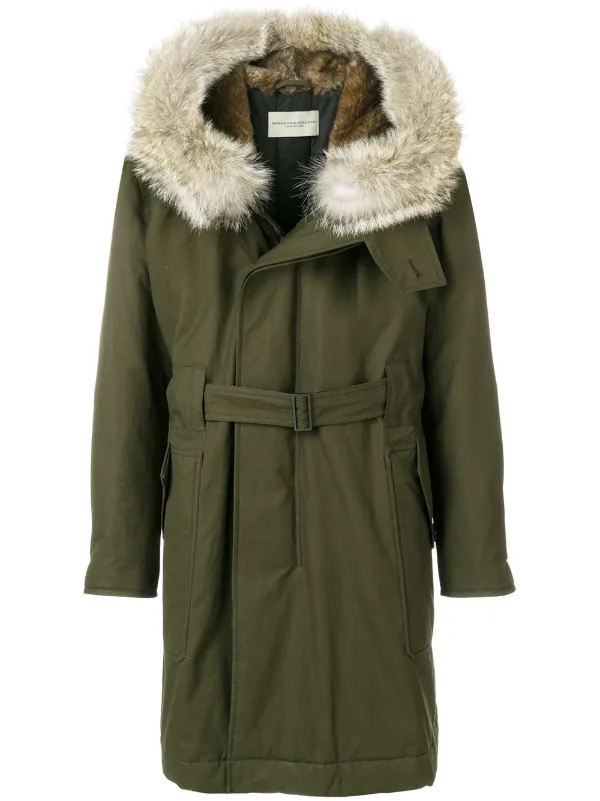 green parka with fur hood