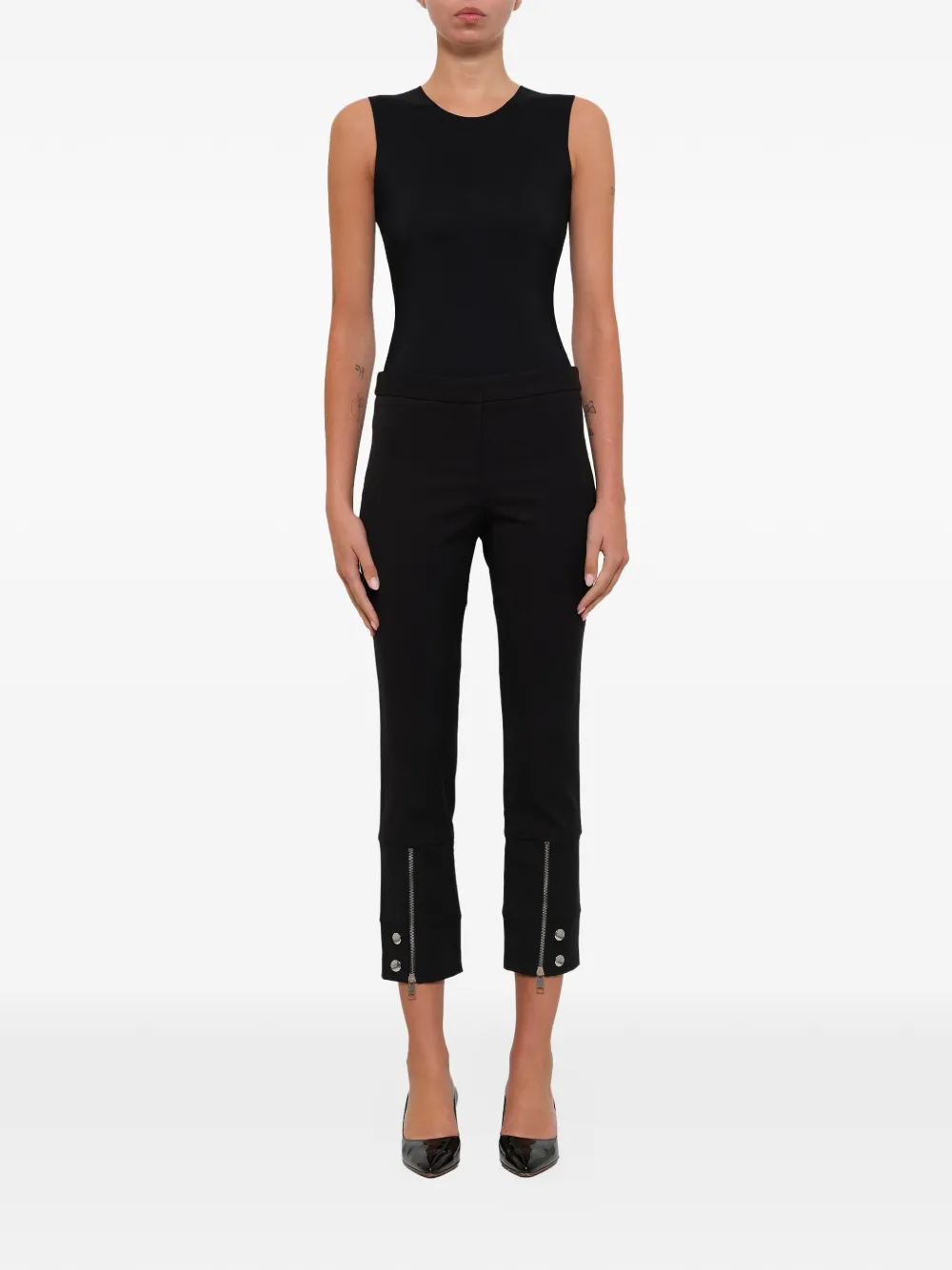  Alexander Mcqueen Cropped Hose Mit Reißverschluss   Schwarz 