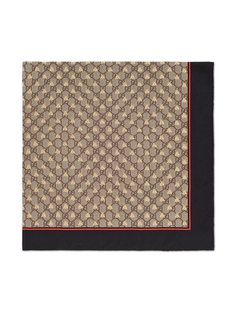 Shop Gucci Gg Bees Silk Scarf In Brown