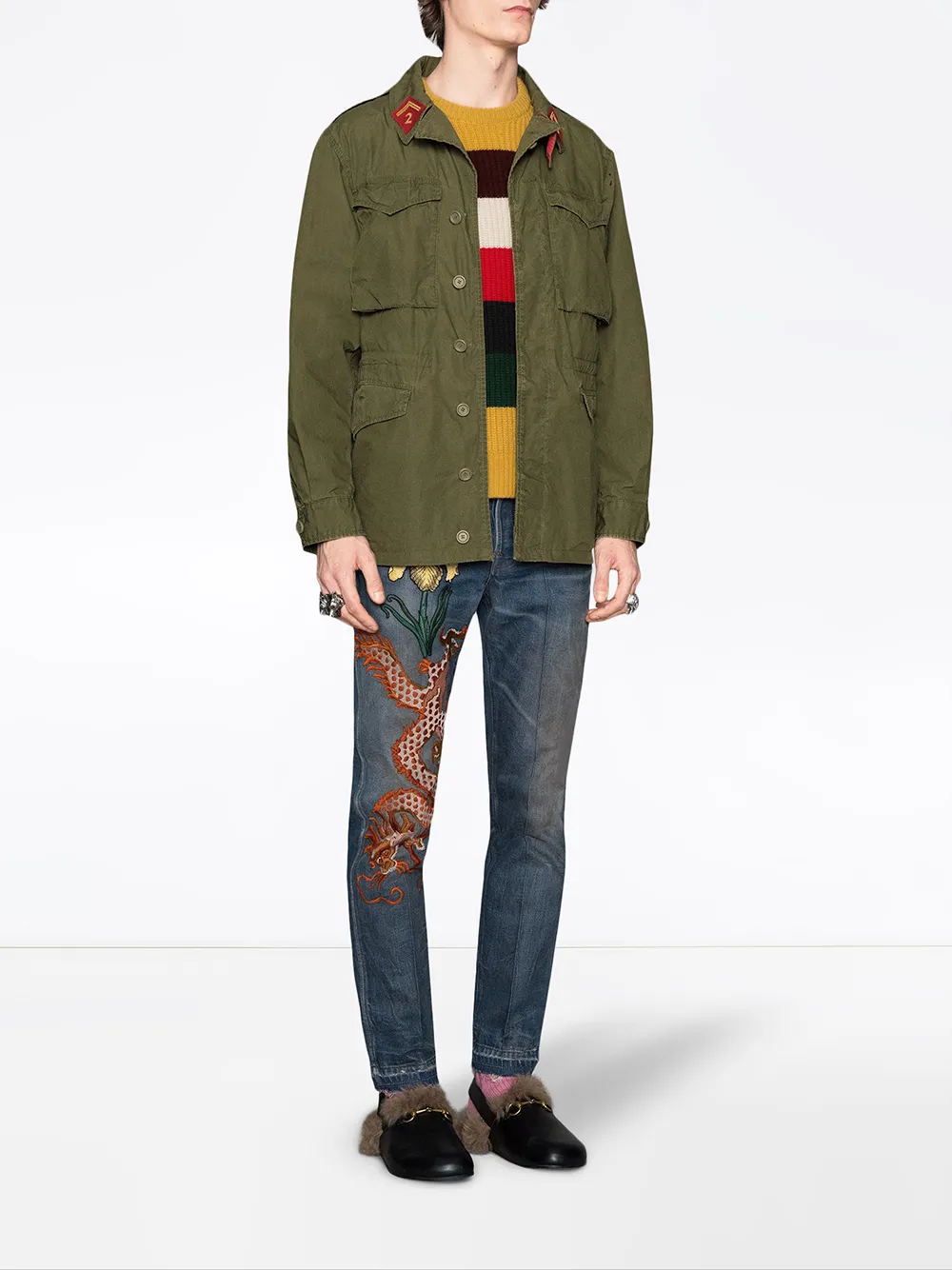 Gucci Gecoate parka met Gucci-logo - Groen