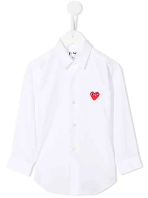 Comme Des Garçons Play Kids heart embroidered shirt
