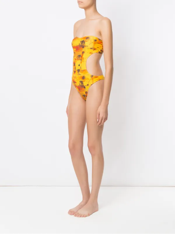 yellow off the shoulder swimsuit