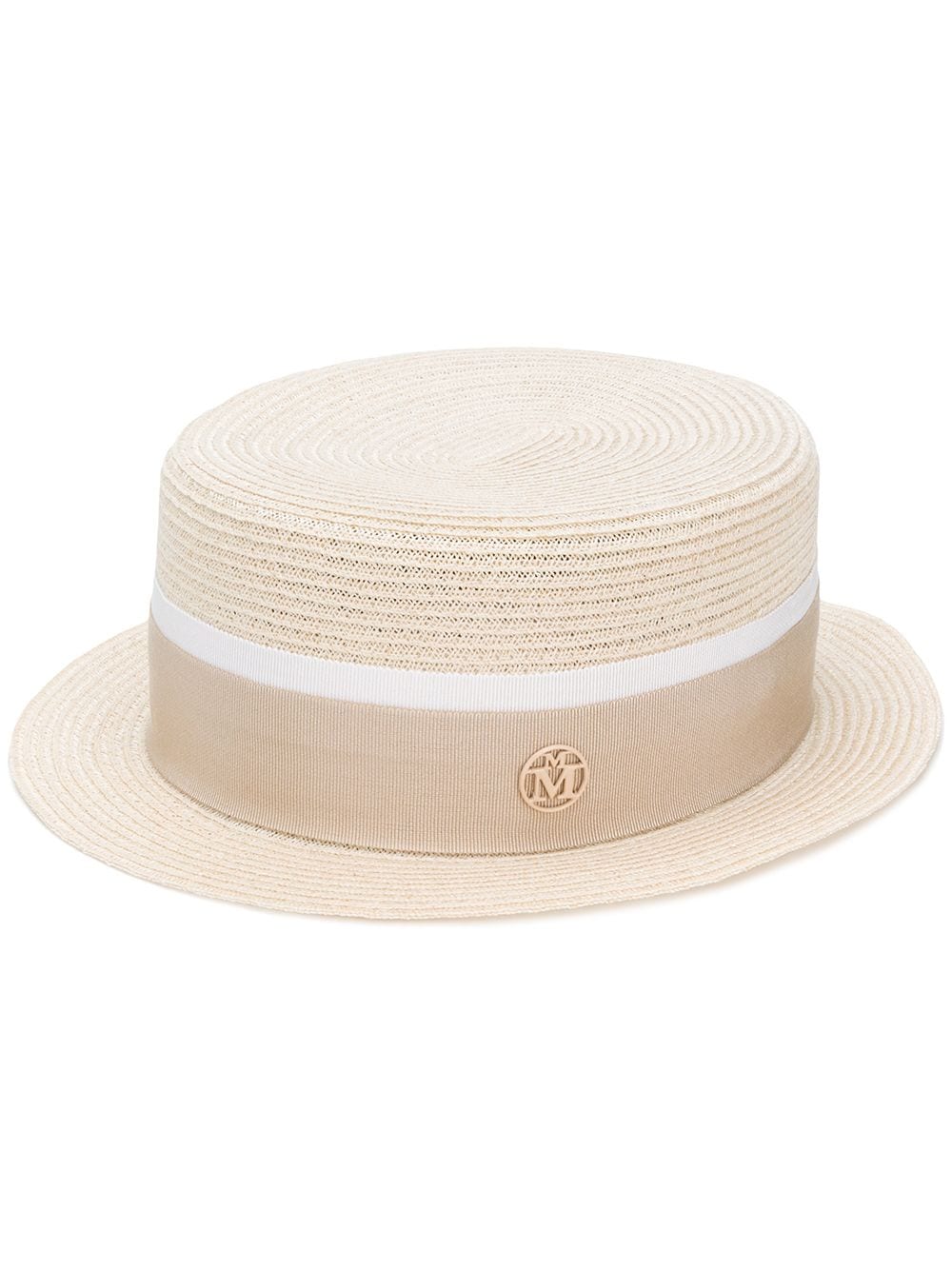 Shop Maison Michel Auguste Boater Hat In Neutrals