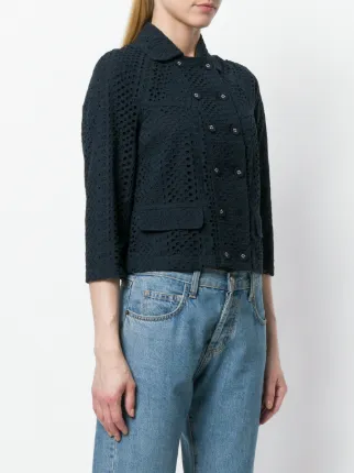 eyelet-embellished cropped jacket展示图