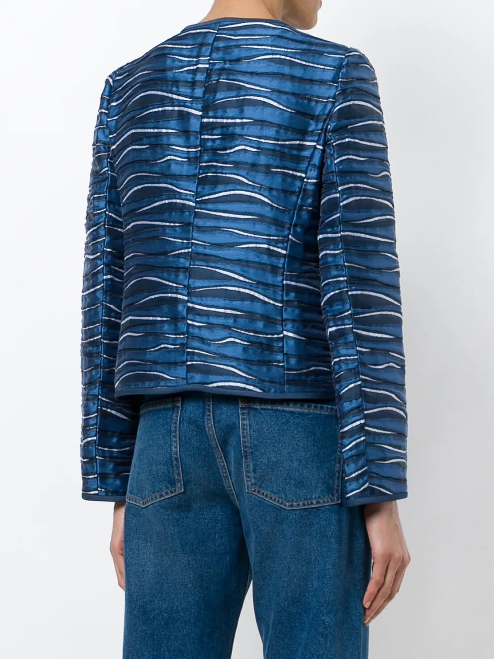 Emporio Armani chaqueta sin cuello y estampado metÃ¡lico - Azul - Emporio  Armani | Mystilo