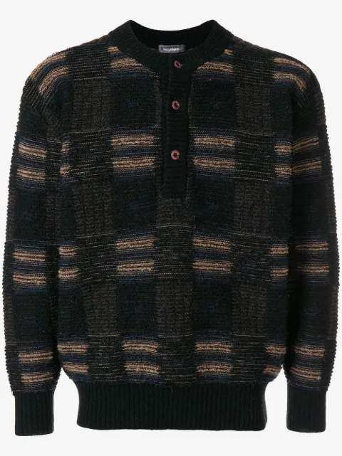 Issey Miyake Pre-Owned blurry stripes buttoned jumper