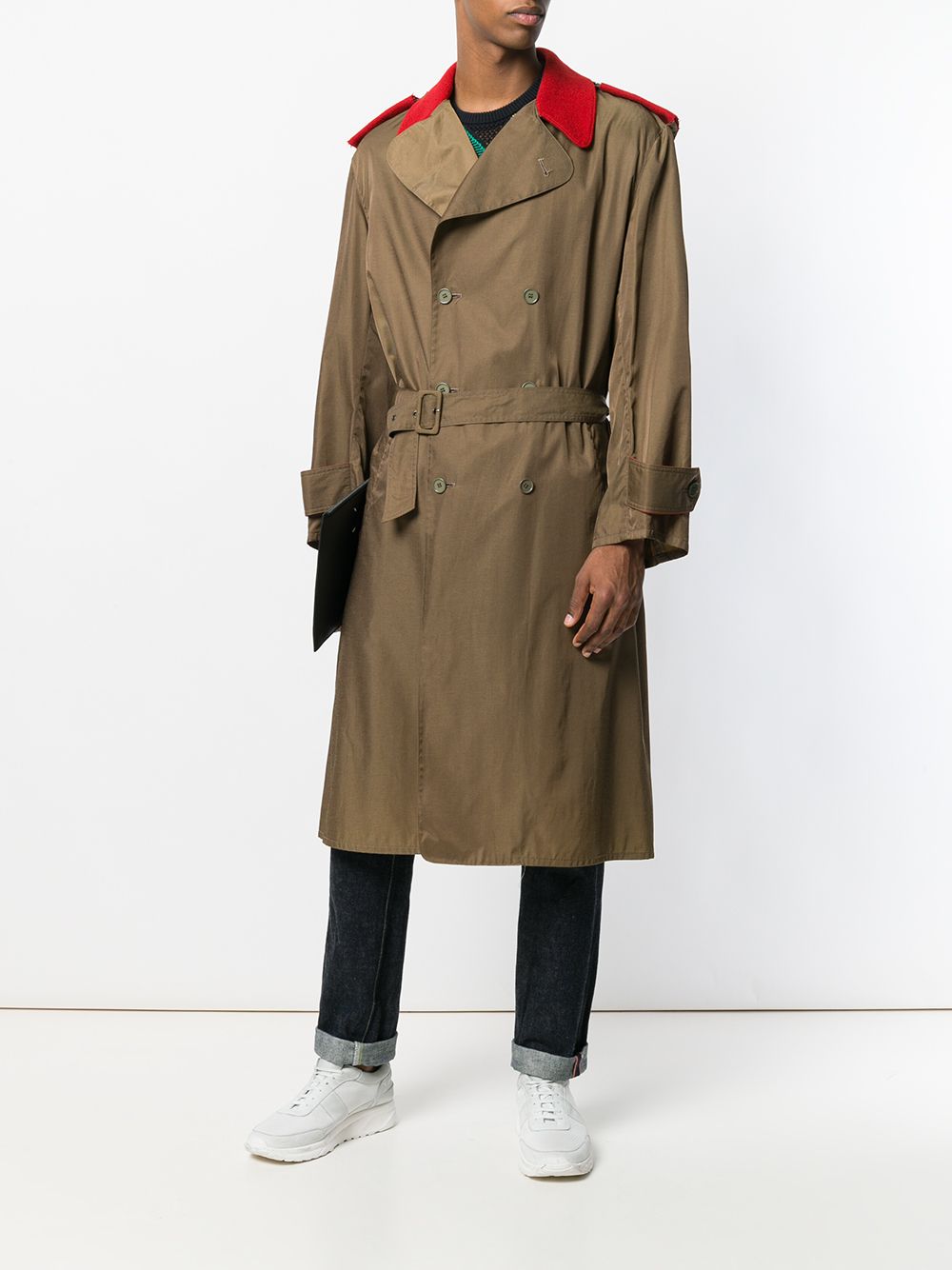 Jean Paul Gaultier Pre-Owned trenchcoat met contrastdetails - Groen