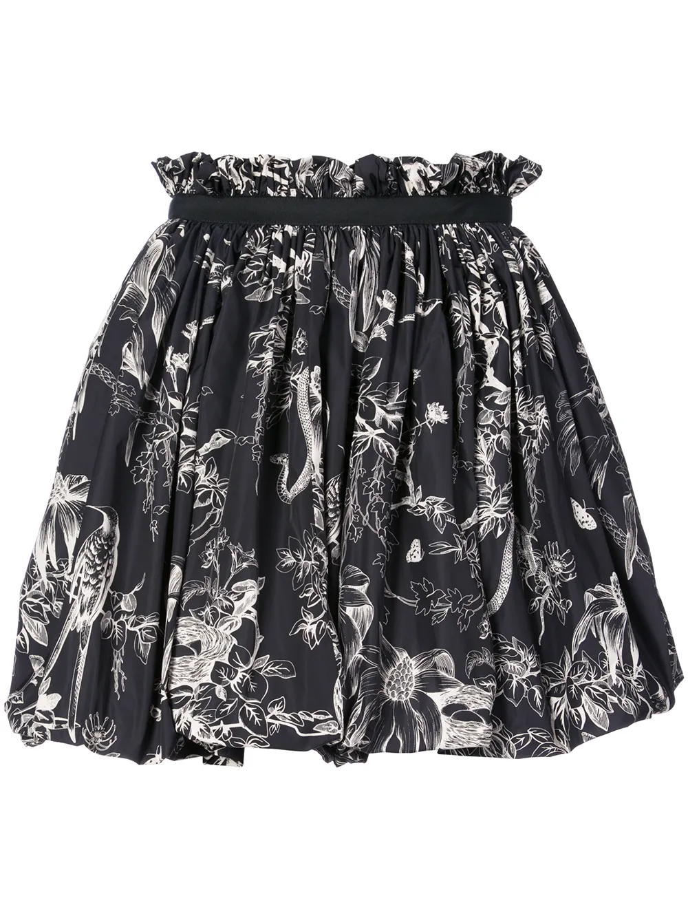 Alexander McQueen bird sketch mini skirt - Nero