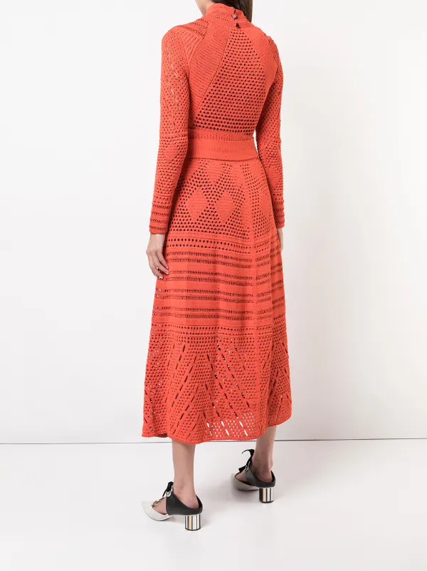 proenza crochet dress Proenza Schouler Fringed Crochet Maxi Dress - Brown