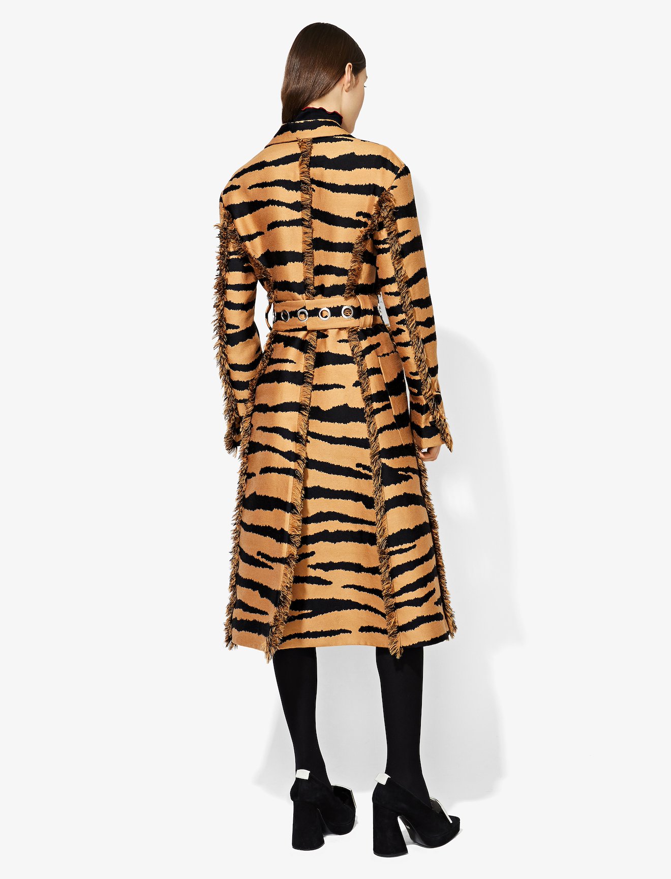 Tiger Jacquard Belted Coat in brown | Proenza Schouler
