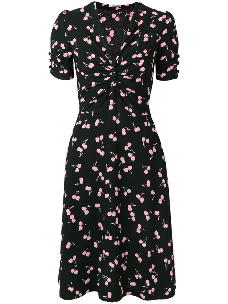 Miu Miu платье с рисунком из вишен