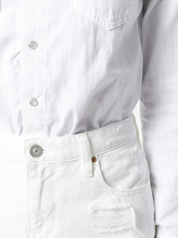 white denim shirt dress