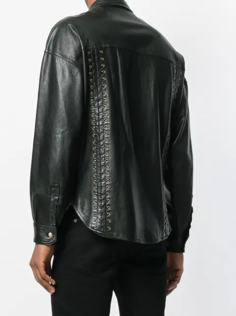 Versace Vintage Lace Up Detailing Leather Jacket Farfetch
