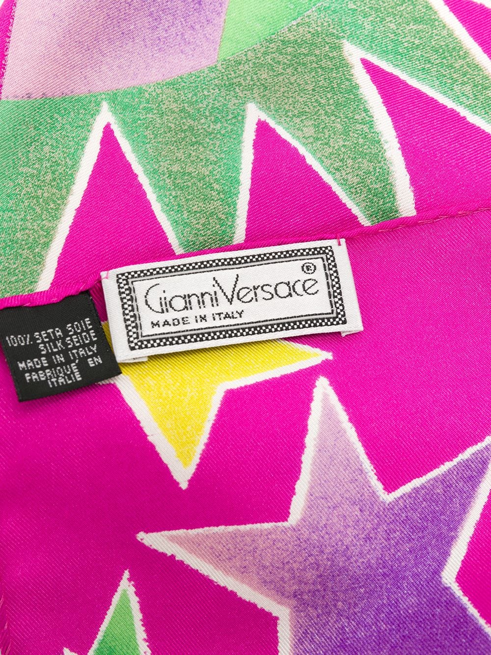 Pre-owned Versace 1980s Star-print Silk Scarf In Pink