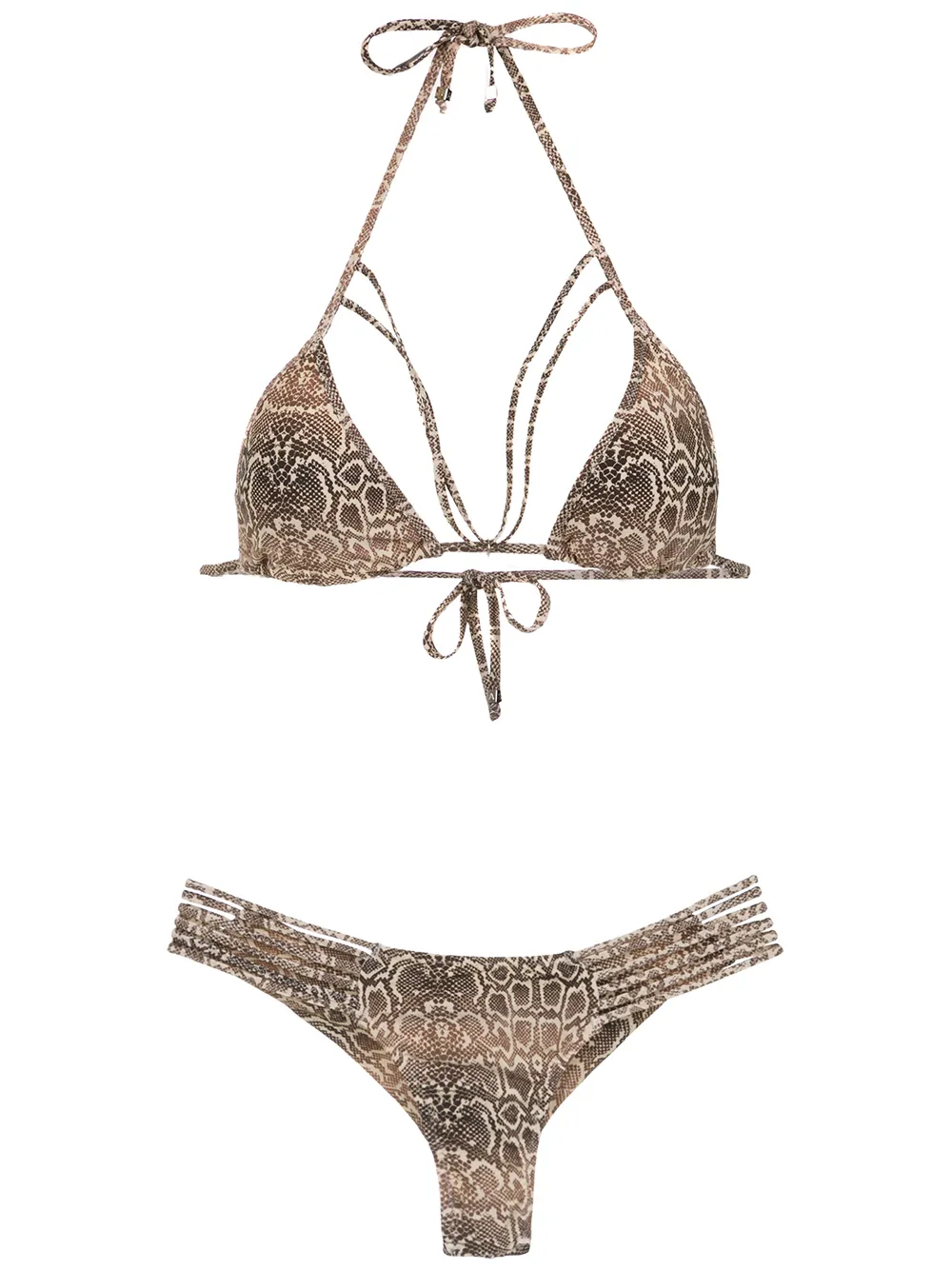 amir slama printed triangle top bikini set - marron