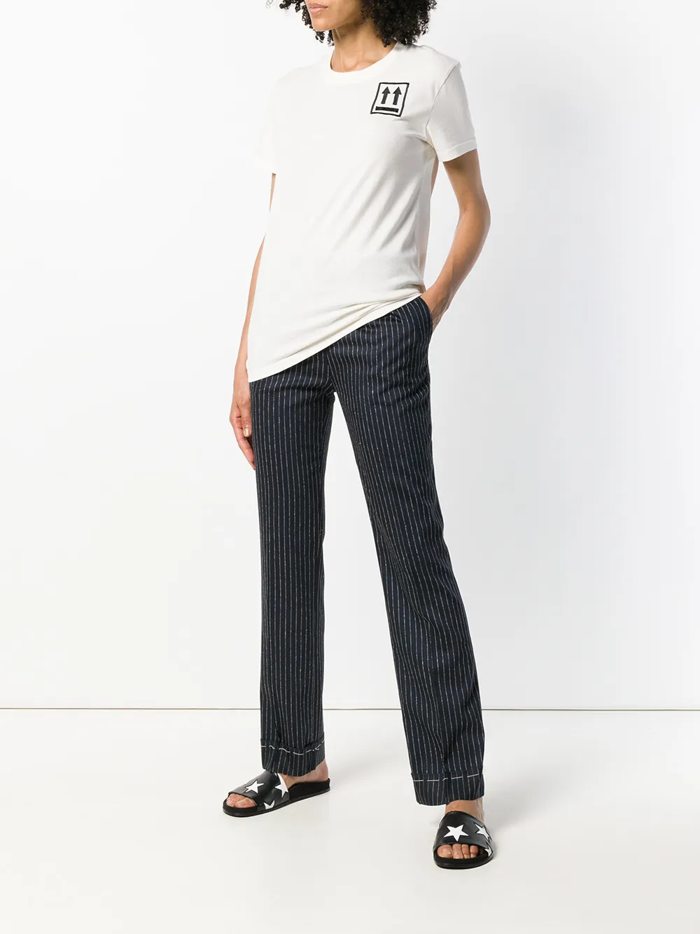  Off White T Shirt Mit Stickerei   Nude 