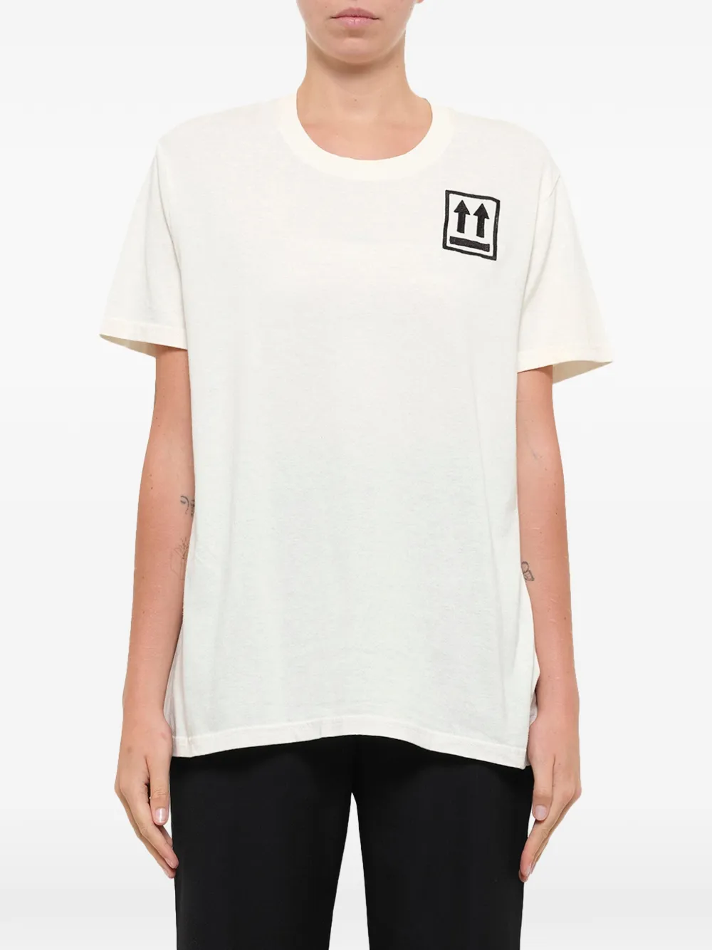 Off-White T-shirt con ricamo - Toni neutri
