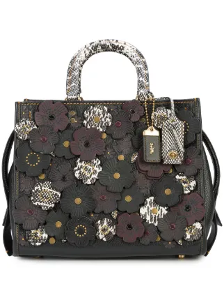 Coach Snakeskin Tea Rose Rogue Bag Farfetch Coach Snakeskin Tea Rose Rogue Bag