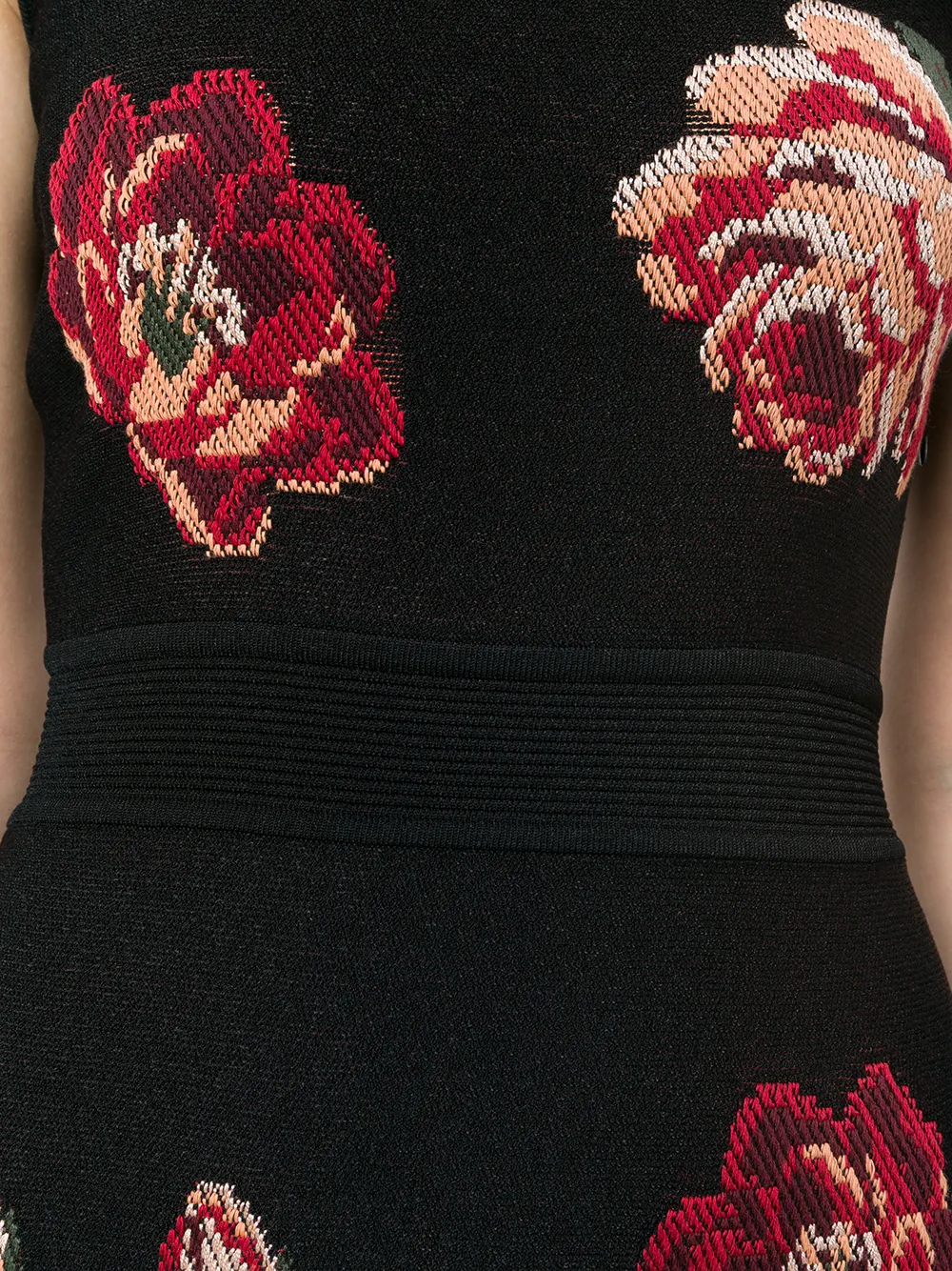 Alexander McQueen Rose Tapestry Mini-gebreide jurk Zwart