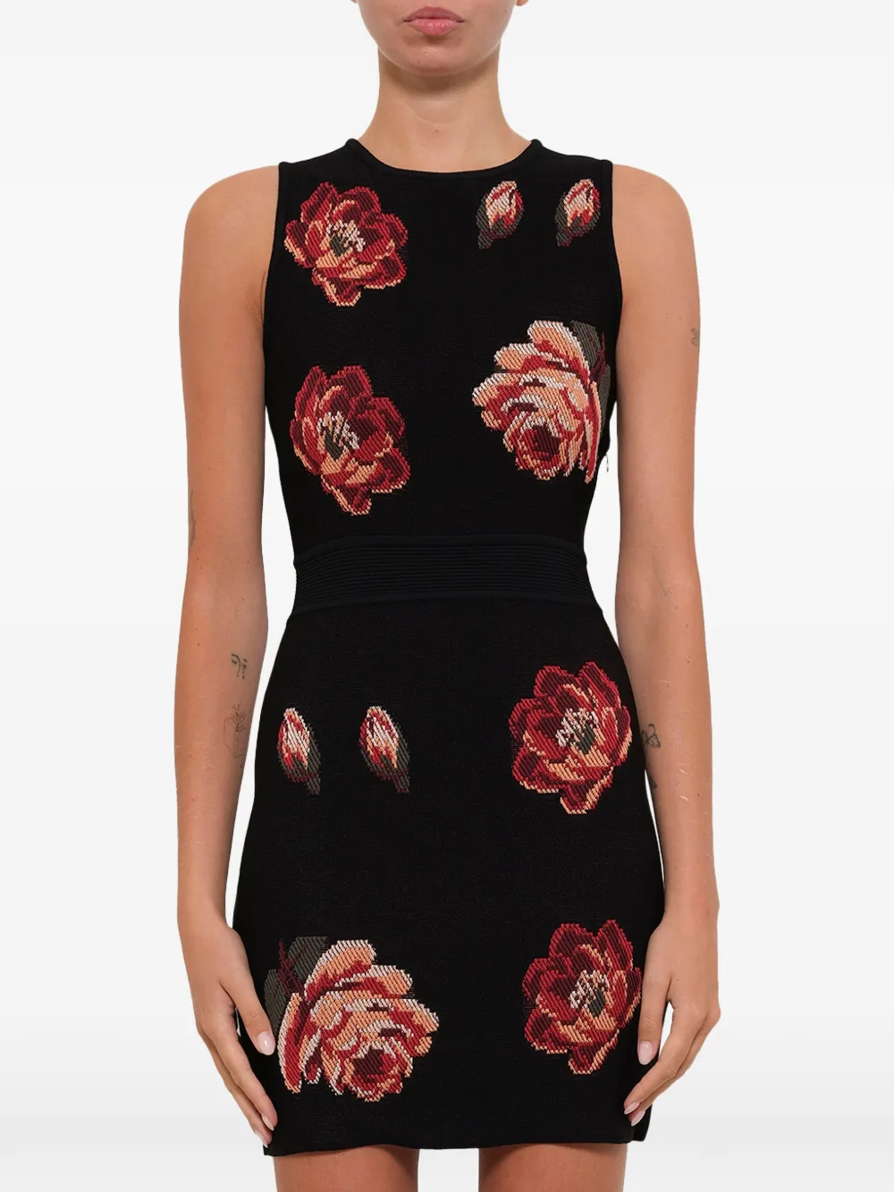 Alexander McQueen 'Rose Tapestry' Strickkleid - Schwarz