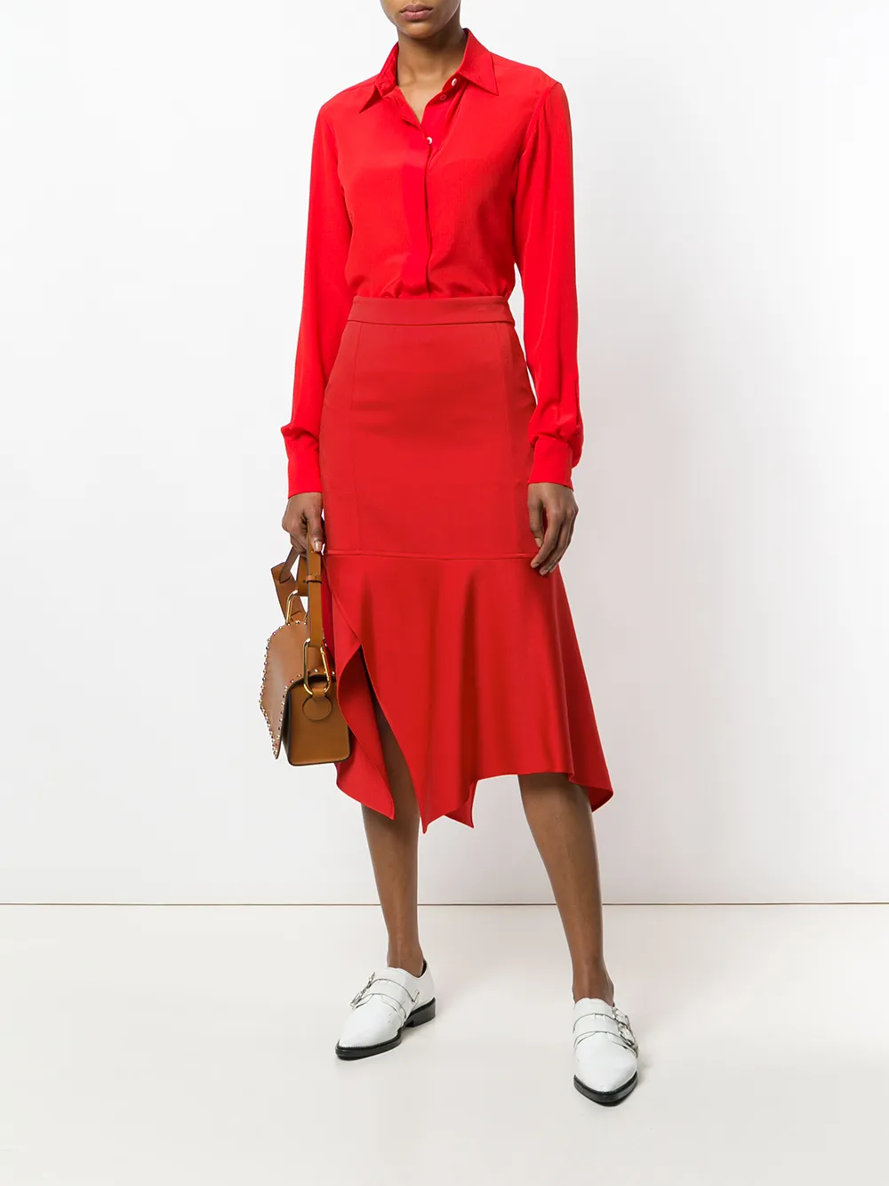 Victoria Beckham asymmetrische midi-rok Rood
