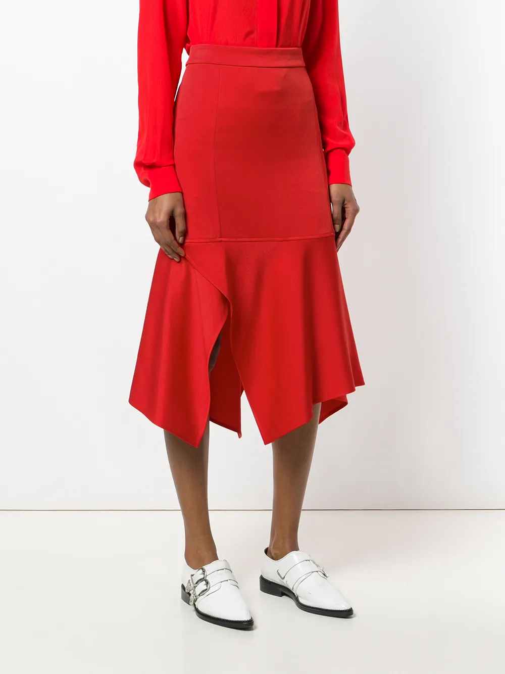 Victoria Beckham asymmetrische midi-rok Rood