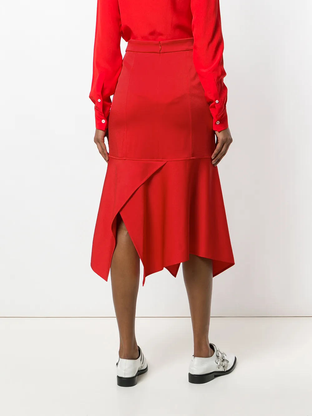 Victoria Beckham asymmetrische midi-rok Rood
