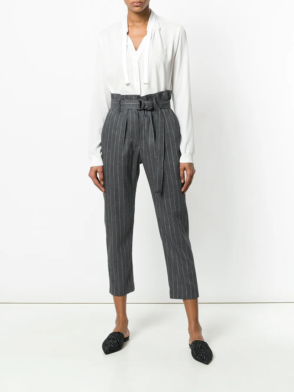Brunello Cucinelli belted cropped trousers - Grijs