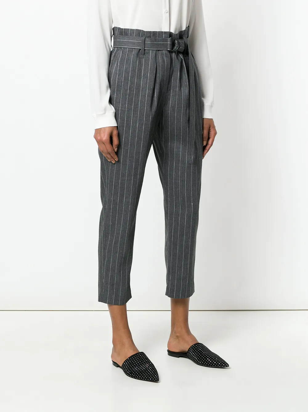 Shop Brunello Cucinelli Belted Cropped Trousers