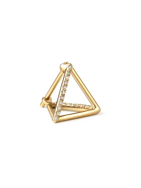 Shihara arete con motivo de triángulo en 3D en oro de 18kt y diamantes