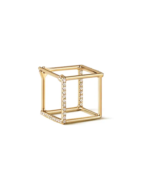 Shihara arete 10 con motivo de cuadrado en oro de 18kt y diamantes