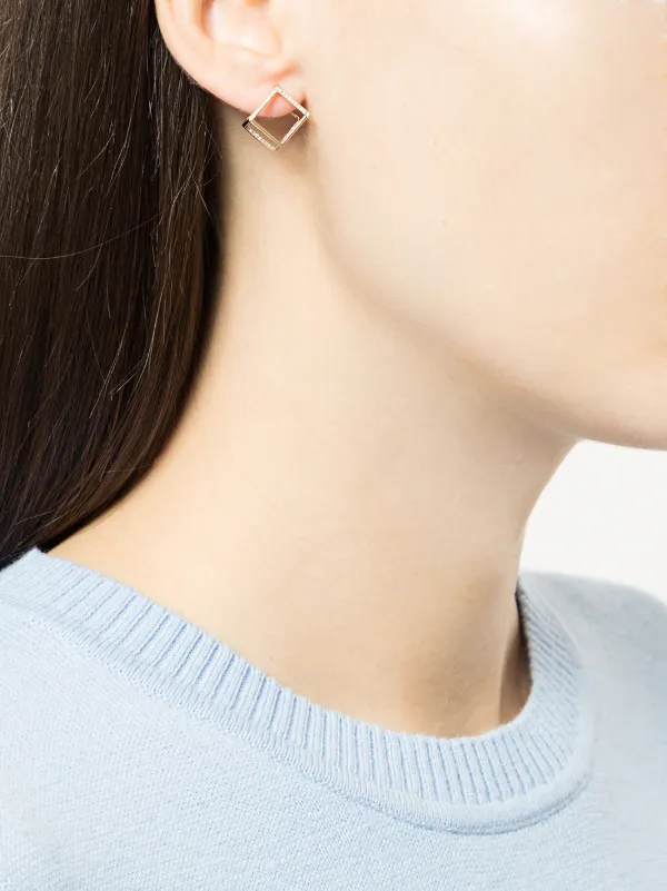SHIHARA Square Pierce 10 K18 シハラ Shihara Diamond Square Earring 10 (03) | Metallic | FARFETCH