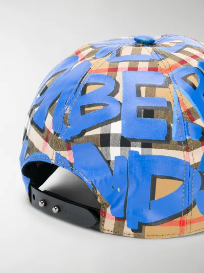 Burberry Graffiti Check Baseball Cap 