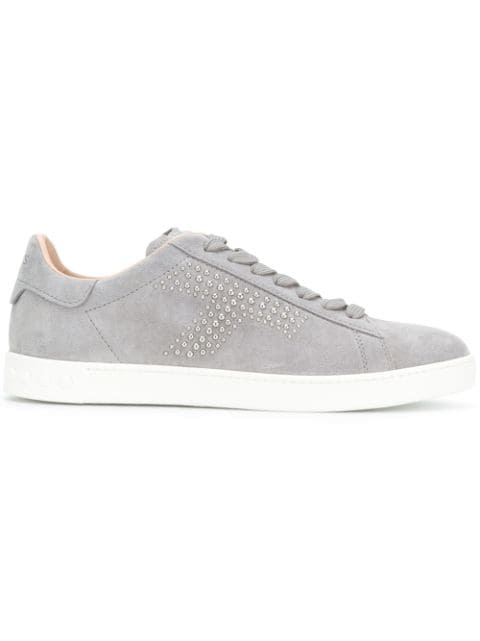 TOD'S STUDDED LACE-UP SNEAKERS,XXW12A0X220RE012848096