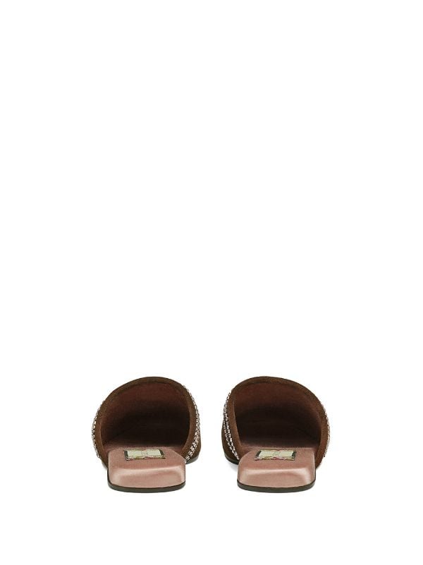 Shop brown Gucci GG velvet slippers 